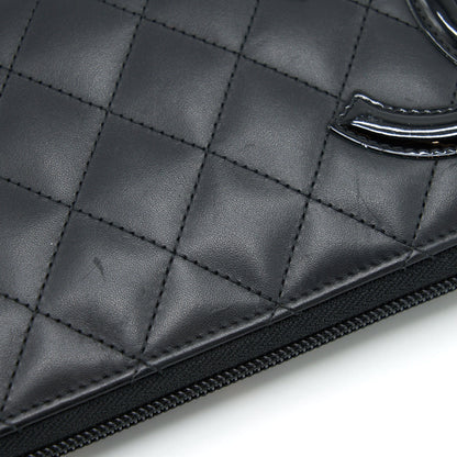 Chanel Cambon Long Zipper Wallet Calfskin Black/Pink