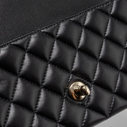 Chanel 23K Leather Chain Top Handle Mini Rectangular Flap Bag Lambskin Black L (microchip)