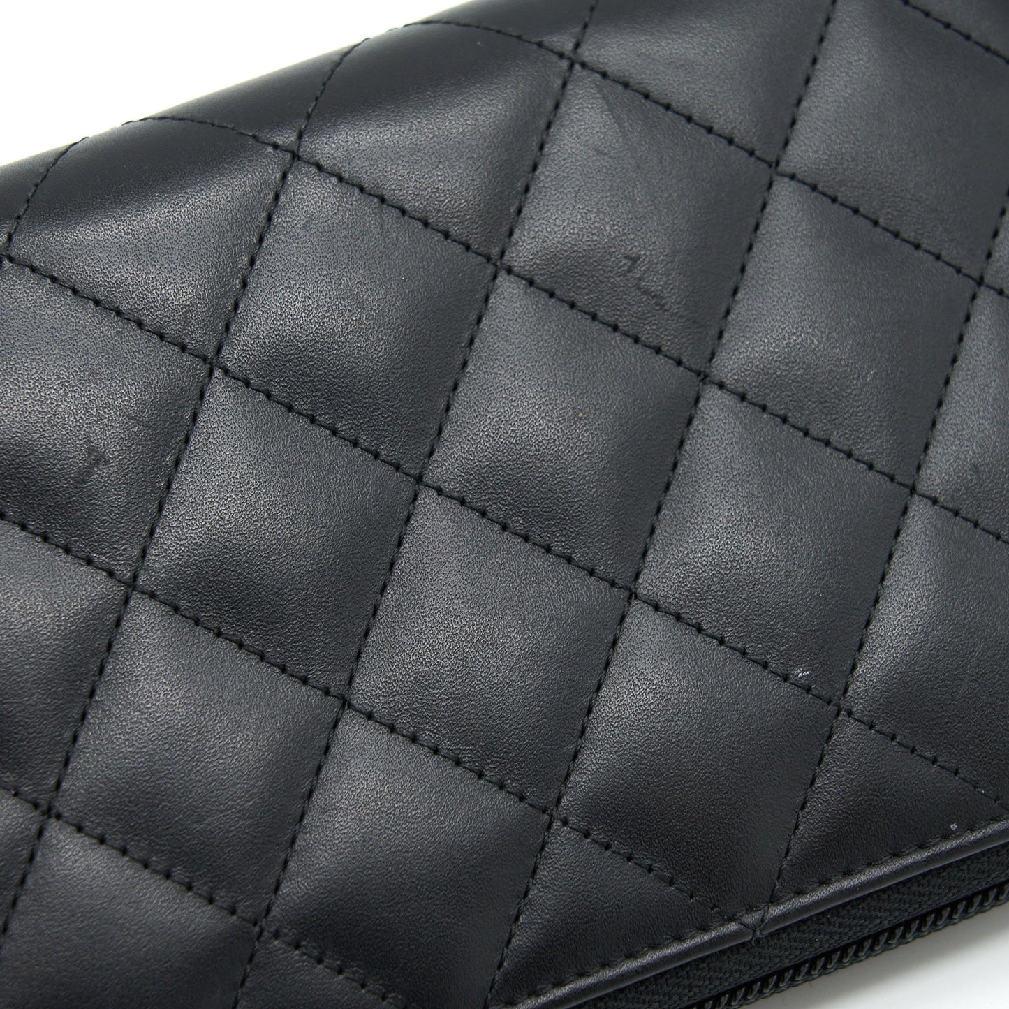 Chanel Cambon Long Zipper Wallet Calfskin Black/Pink