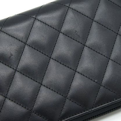 Chanel Cambon Long Zipper Wallet Calfskin Black/Pink