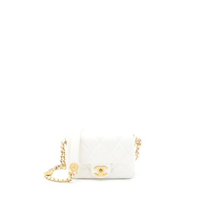 Chanel 22A Small Flap Bag Caviar White With  (Microchip)