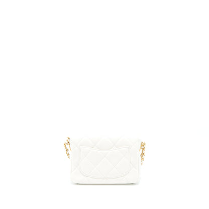 Chanel 22A Small Flap Bag Caviar White With  (Microchip)