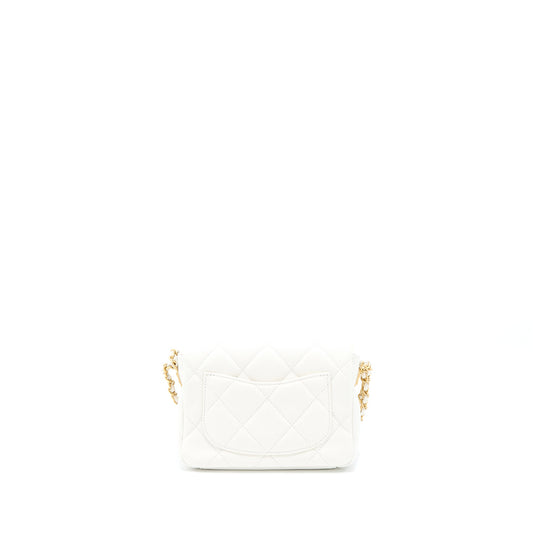 Chanel 22A Small Flap Bag Caviar White With  (Microchip)