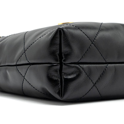 Chanel Mini 22 Bag Shiny Calfskin Black  (microchip)