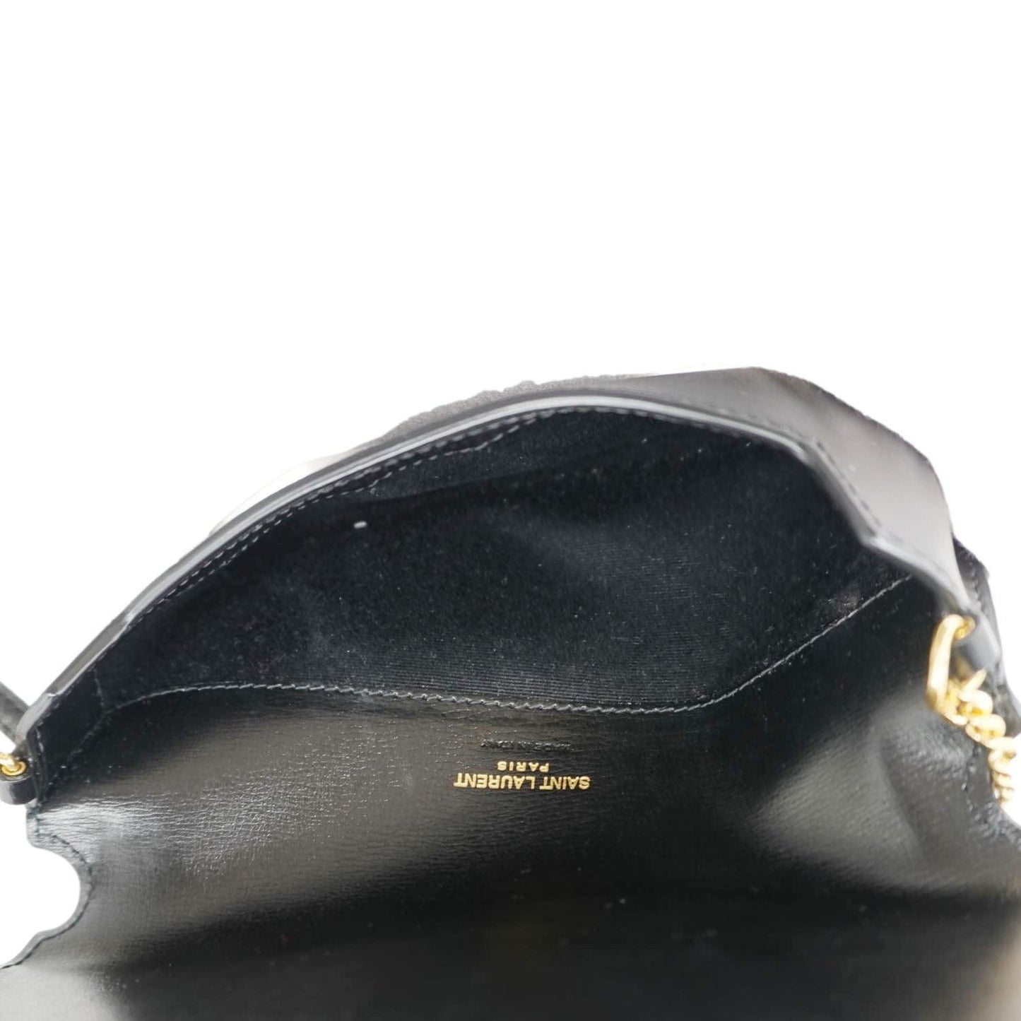 YVES SAINT LAURENT Cassandre Phone Holder Leather Shoulder Bag Black