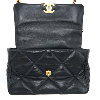 Chanel Medium 19 Bag Goatskin Black Multicolour Hardware