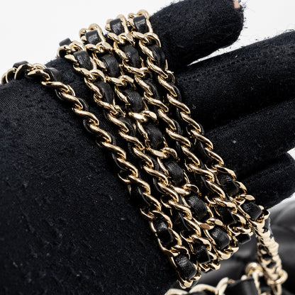 Chanel 23K Leather Chain Top Handle Mini Rectangular Flap Bag Lambskin Black L (microchip)