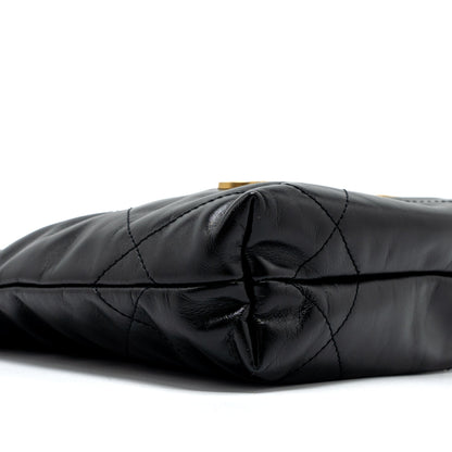 Chanel 23S Mini 22 Bag Shiny Calfskin Black Brushed  (Microchip)