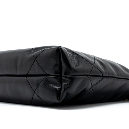 Chanel 23S Mini 22 Bag Shiny Calfskin Black Brushed  (Microchip)