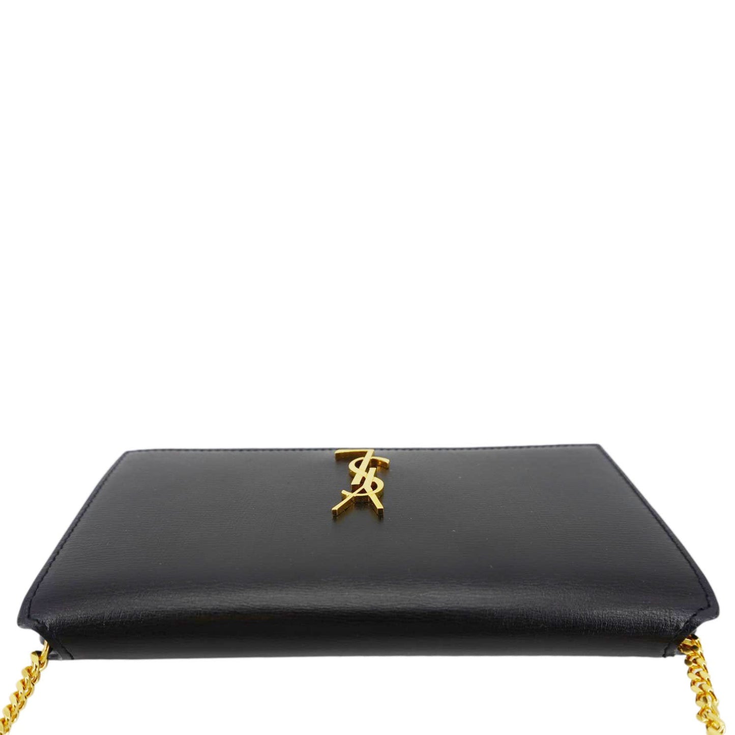 YVES SAINT LAURENT Cassandre Phone Holder Leather Shoulder Bag Black