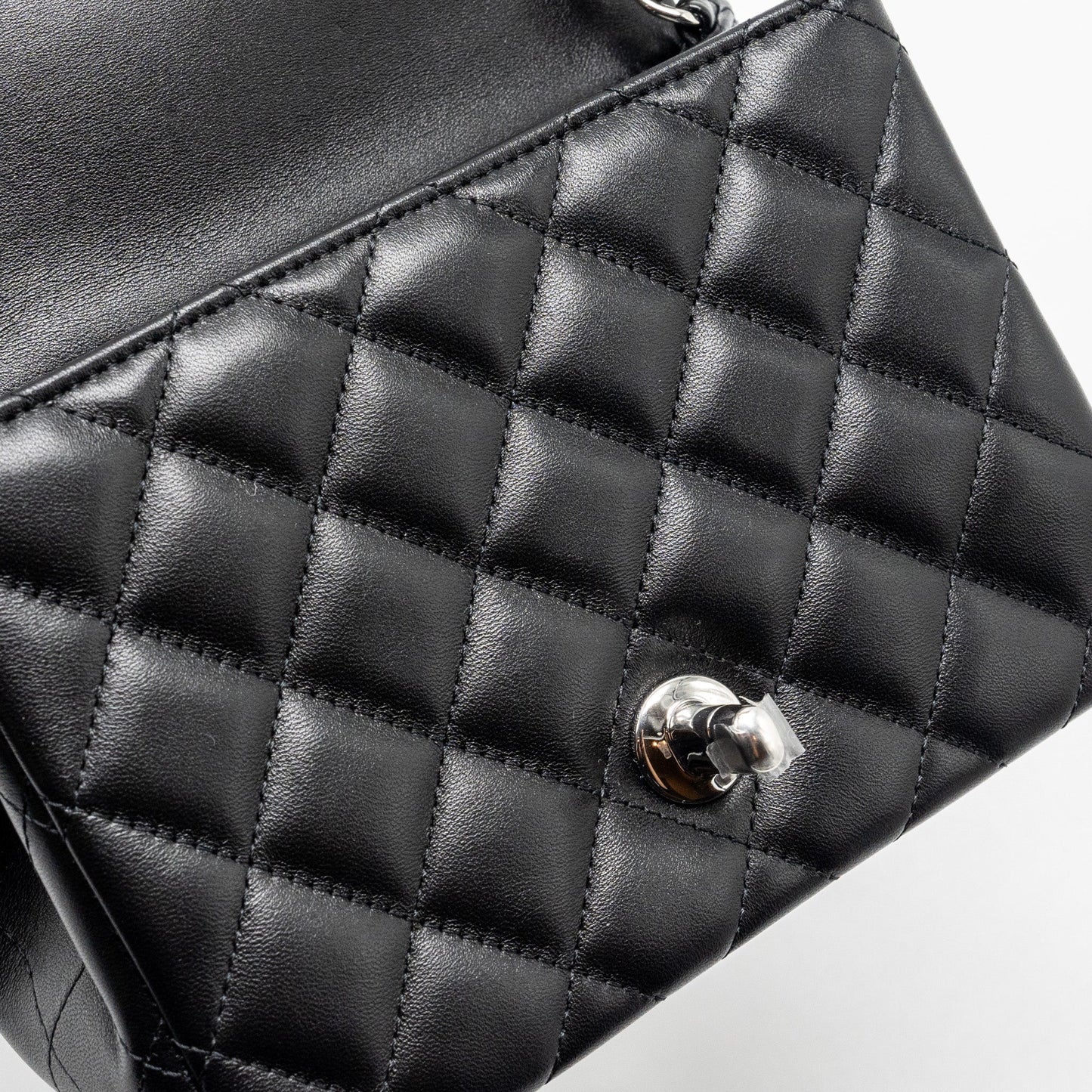 Chanel Mini Square Flap Bag Lambskin Black  (Microchip)