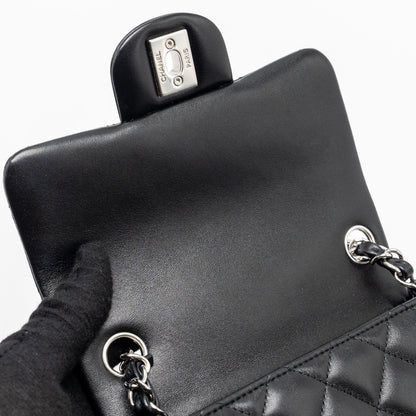 Chanel Mini Square Flap Bag Lambskin Black  (Microchip)