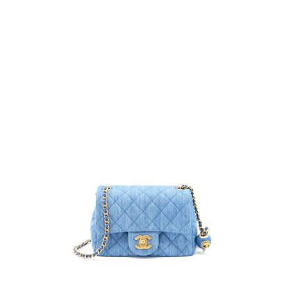 Chanel Pearl Crush Mini Square Flap Bag Denim  (Microchip)