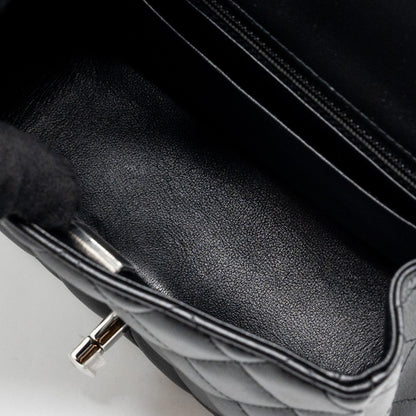 Chanel Mini Square Flap Bag Lambskin Black  (Microchip)