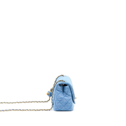 Chanel Pearl Crush Mini Square Flap Bag Denim  (Microchip)