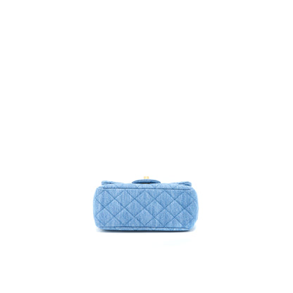 Chanel Pearl Crush Mini Square Flap Bag Denim  (Microchip)