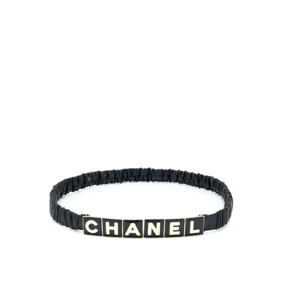 Chanel Belt Lambskin, Metal & Resin Black & White L