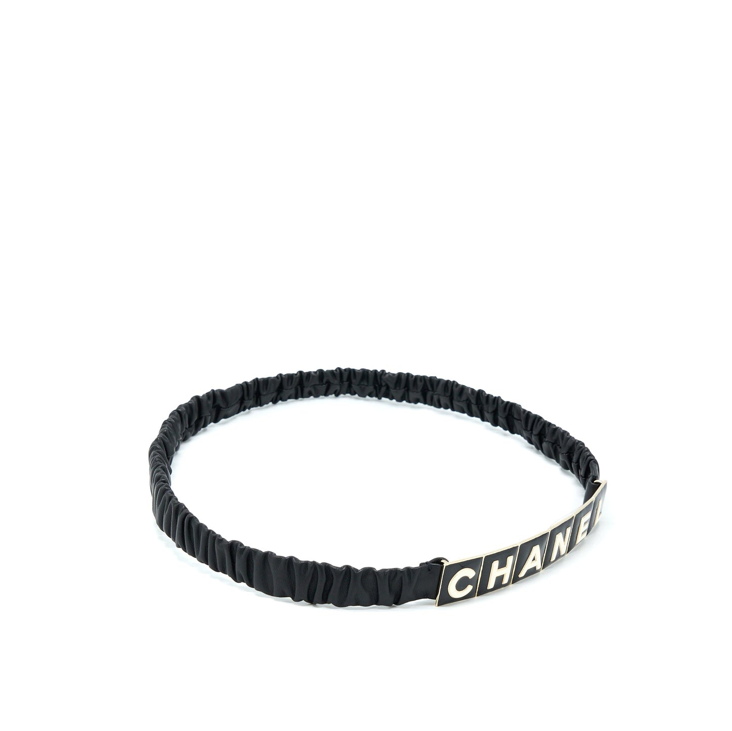 Chanel Belt Lambskin, Metal & Resin Black & White L