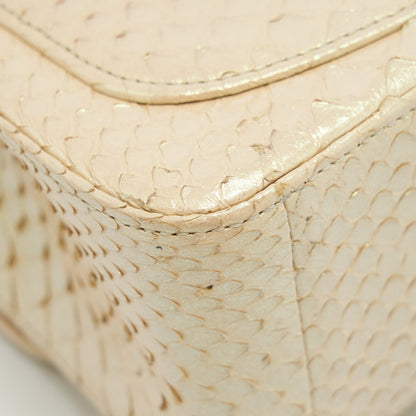 Chanel Mini Square Flap Bag Python Iridescent Light Beige