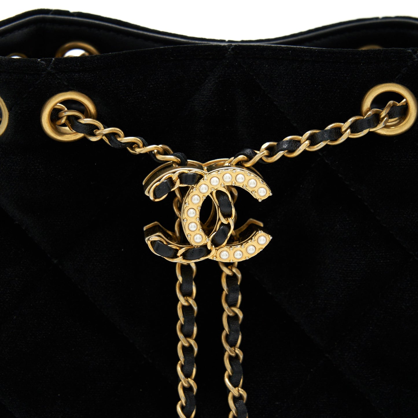 Chanel Bucket Bag Velvet Black
