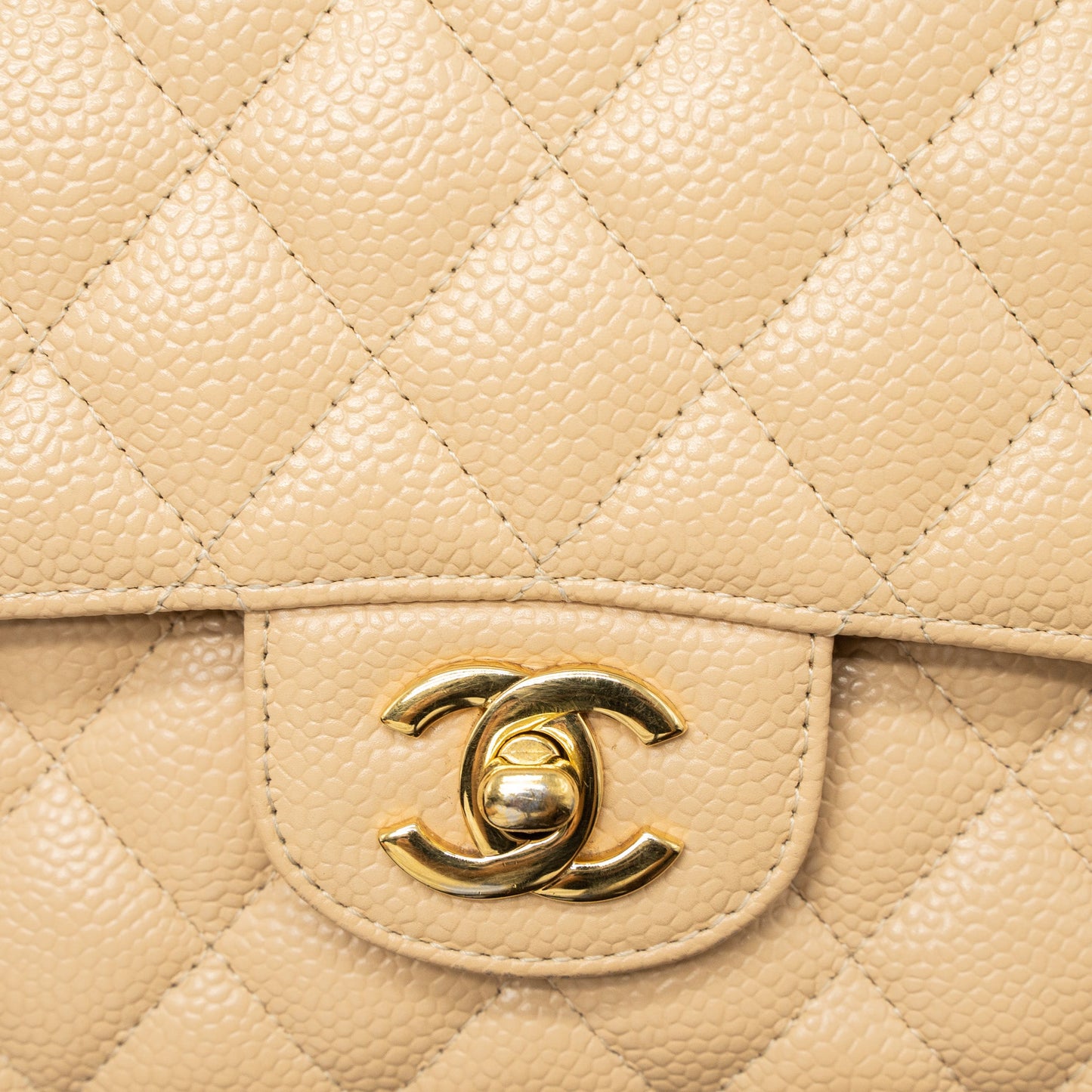 Chanel Medium Classic Double Flap Bag Caviar Beige