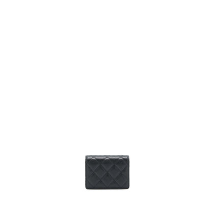 Chanel 21k Caviar mini flap cardholder with chain black L