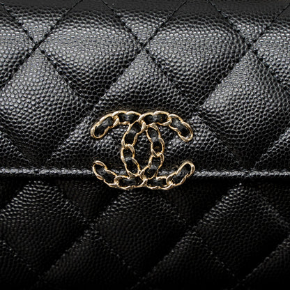 Chanel 23P Top Handle Mini Flap Bag Caviar Black L (Mcrochip)