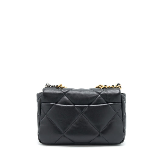 Chanel Small 19 Bag Lambskin Black With Gold And Silver Hardware