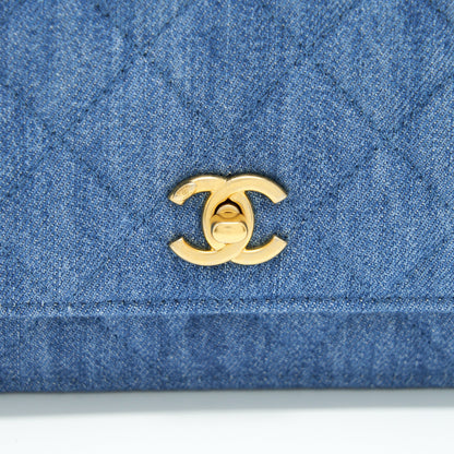Chanel Pearl Crush Wallet On Chain Denim Blue
