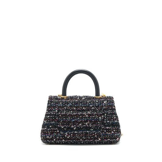 Chanel small tweed coco handle 24cm black