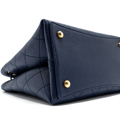 Chanel Top Handle Drawstring Bucket Bag Caviar Navy