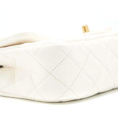 Chanel Pearl Crush Mini Rectangular Flap Bag Lambskin White