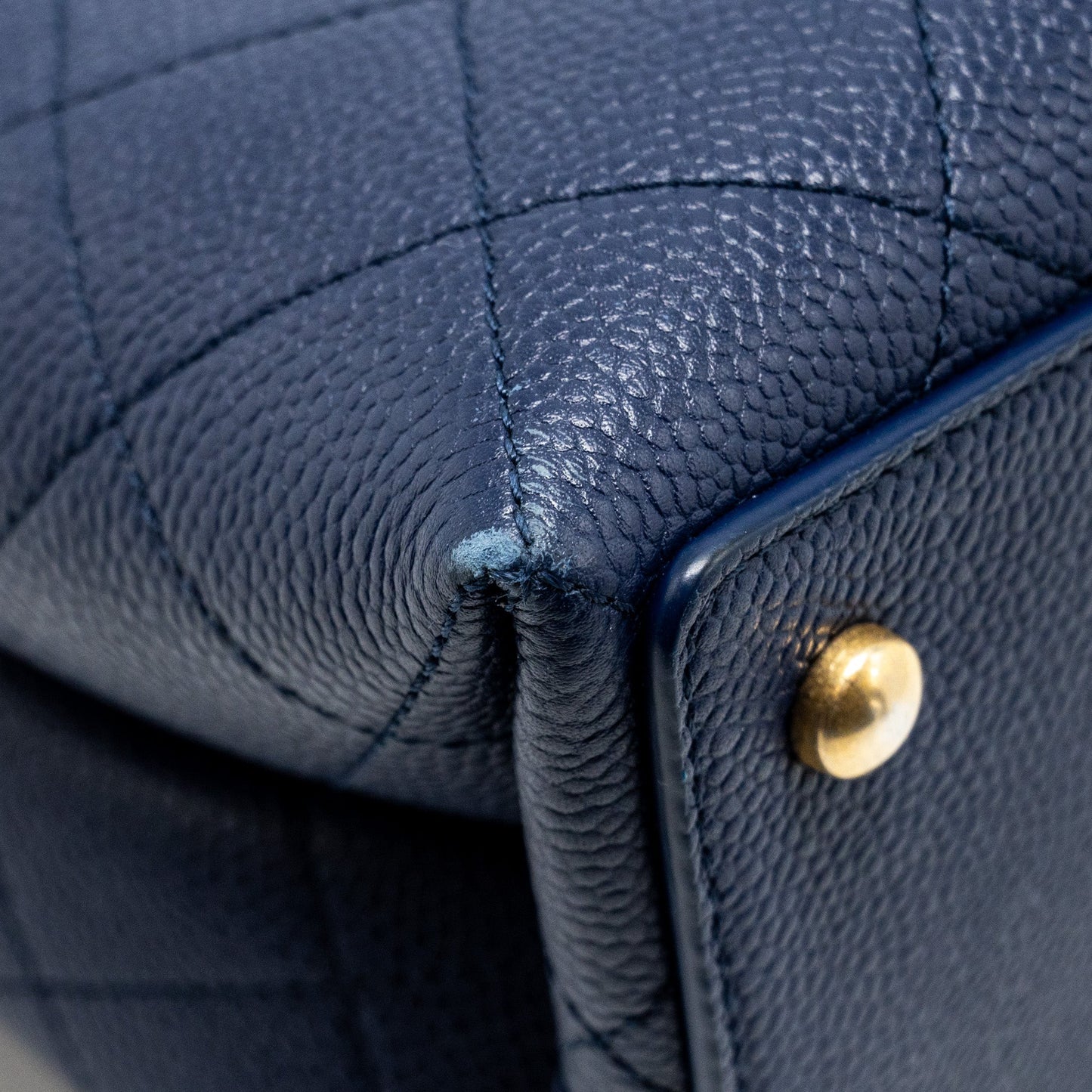 Chanel Top Handle Drawstring Bucket Bag Caviar Navy