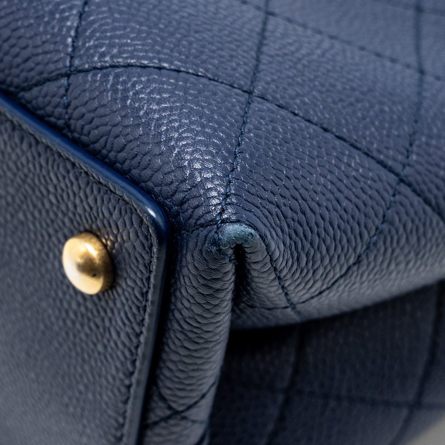 Chanel Top Handle Drawstring Bucket Bag Caviar Navy