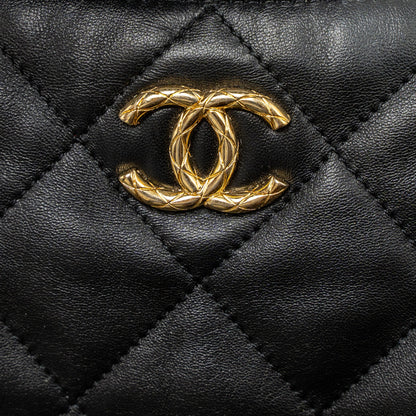 Chanel 22B Hobo Bag Lambskin Black Brushed  (Microchip)