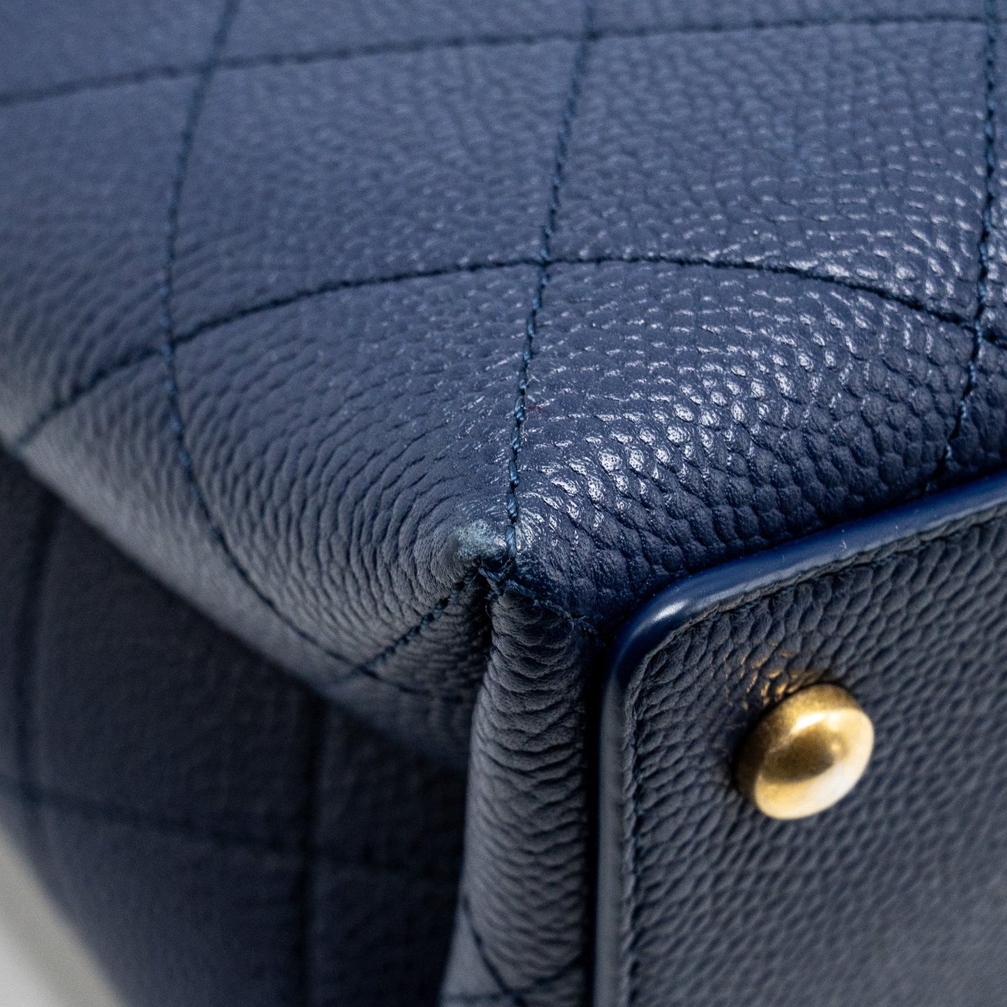 Chanel Top Handle Drawstring Bucket Bag Caviar Navy