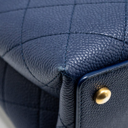 Chanel Top Handle Drawstring Bucket Bag Caviar Navy