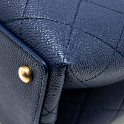 Chanel Top Handle Drawstring Bucket Bag Caviar Navy