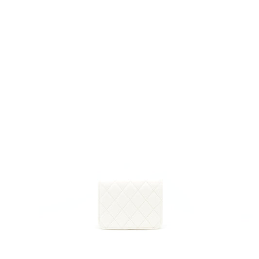 Chanel 21b Pearl crush mini flap bag with chain/belt bag white