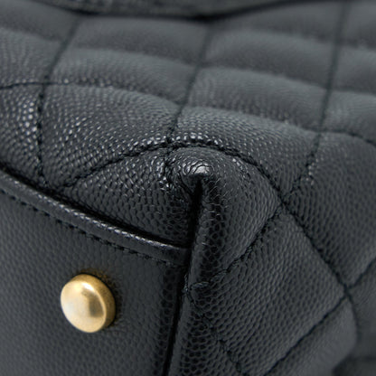 Chanel Medium Coco Handle Caviar with Lizard Handle Black Brushed