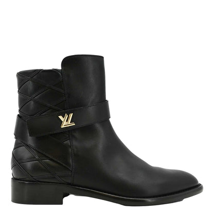 LOUIS VUITTON Westside Leather Ankle Boot Black 41