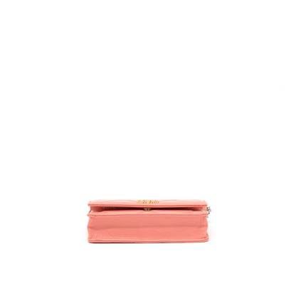 Chanel 19 Wallet on chain Goatskin Pink with Gold and silver hardware