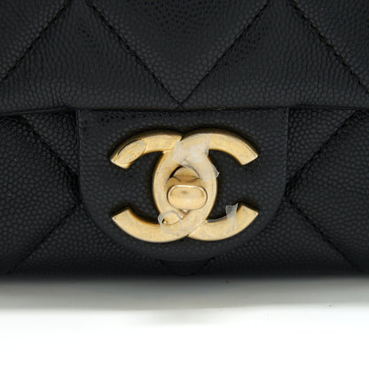 Chanel 22A Small Flap Bag Caviar Black Brushed  (Microchip)