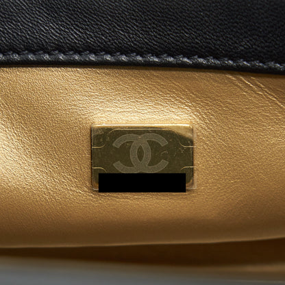 Chanel 22C Pearl Crush Mini Square Flap Bag Lambskin Black