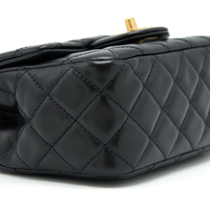 Chanel 22C Pearl Crush Mini Square Flap Bag Lambskin Black