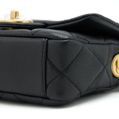 Chanel 22A Small Flap Bag Caviar Black Brushed  (Microchip)