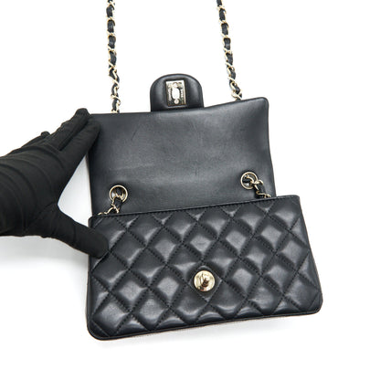 Chanel Mini Rectangular Flap Bag Black L LAMBSKIN