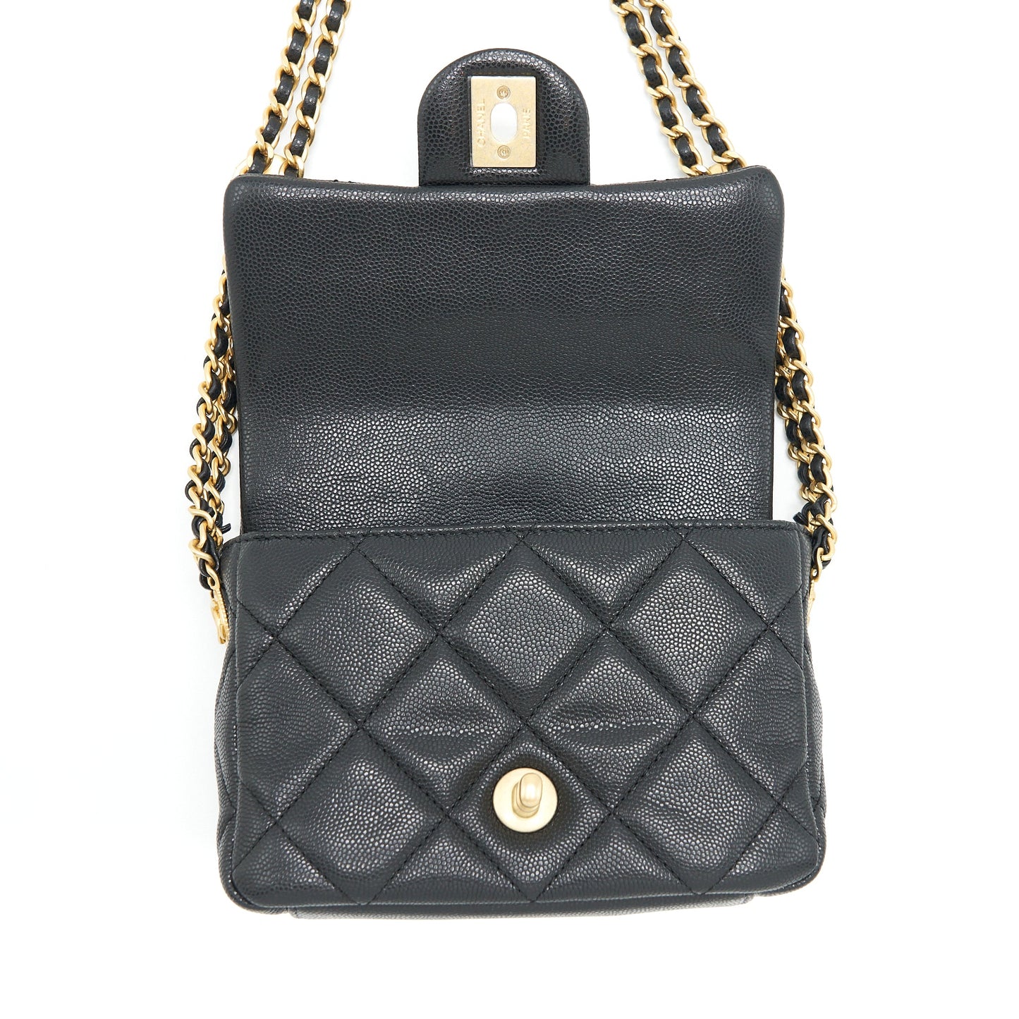 Chanel 22A Small Flap Bag Caviar Black Brushed  (Microchip)