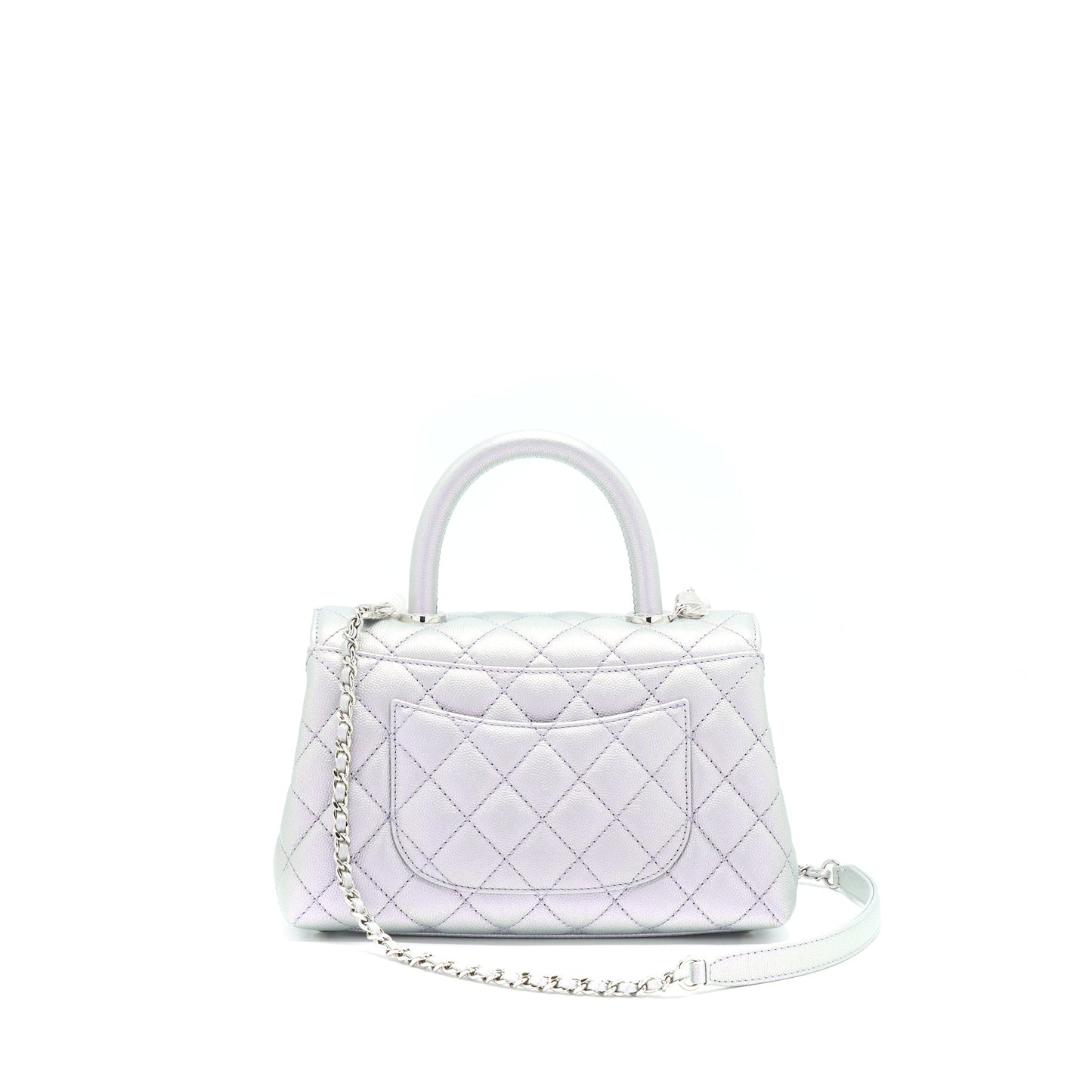 Chanel 21K Small Coco Handle 24cm Caviar Iridescent Lilac Rainbow Hardware