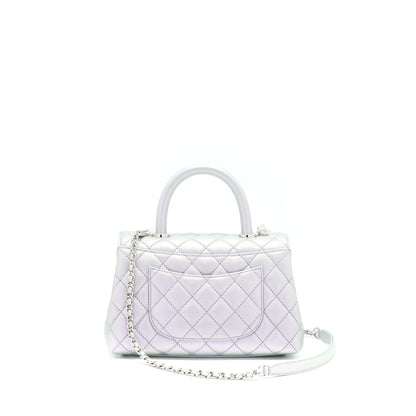 Chanel 21K Small Coco Handle 24cm Caviar Iridescent Lilac Rainbow Hardware